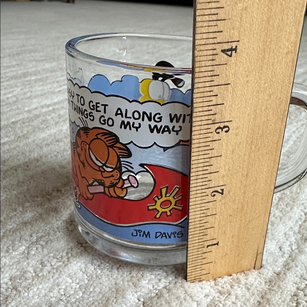 Set 3 McDonalds Garfield 1978 Clear Glass Mugs Cups Jim Davis Vintage McDonalds - Picture 14 of 16